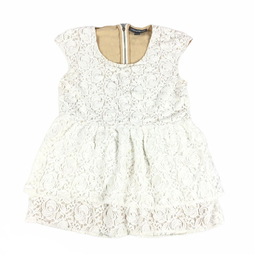 A Pea in the Pod Lace Peplum Maternity Top Size Small Womens White Cream Blouse